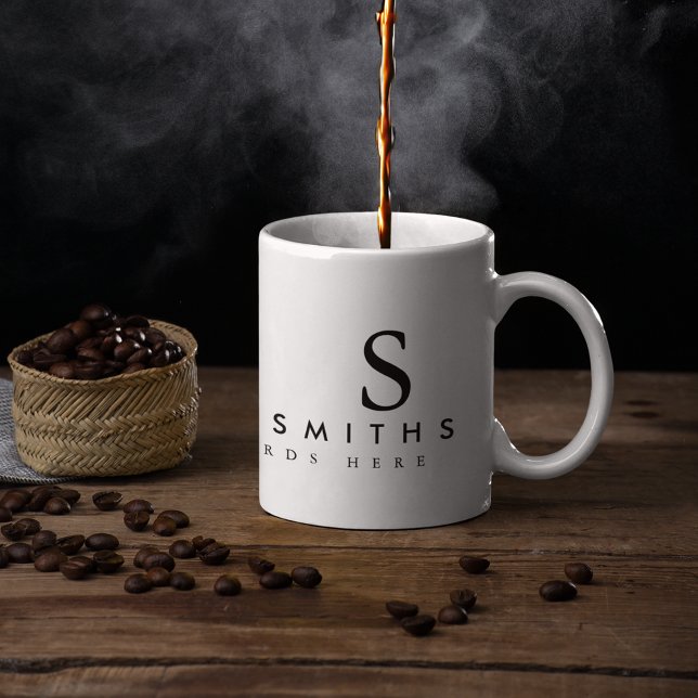 Caneca De Café apenas um branco simples (com nome e iniciais) (Criador carregado)