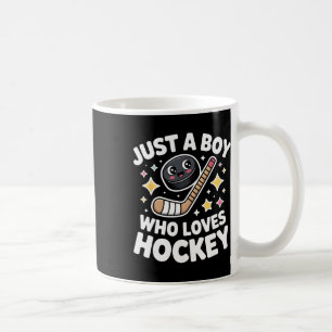 Caneca De Café Apenas um menino que ama crianças de hóquei no gel