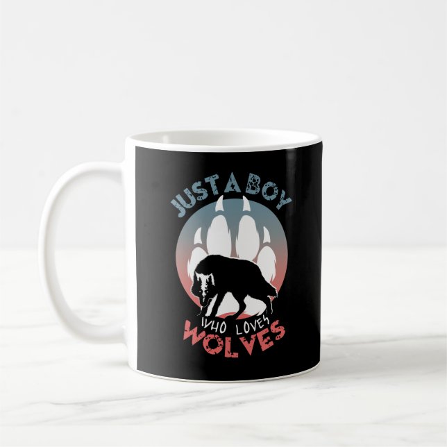 Caneca De Café Apenas um menino que ama lobos (Esquerda)