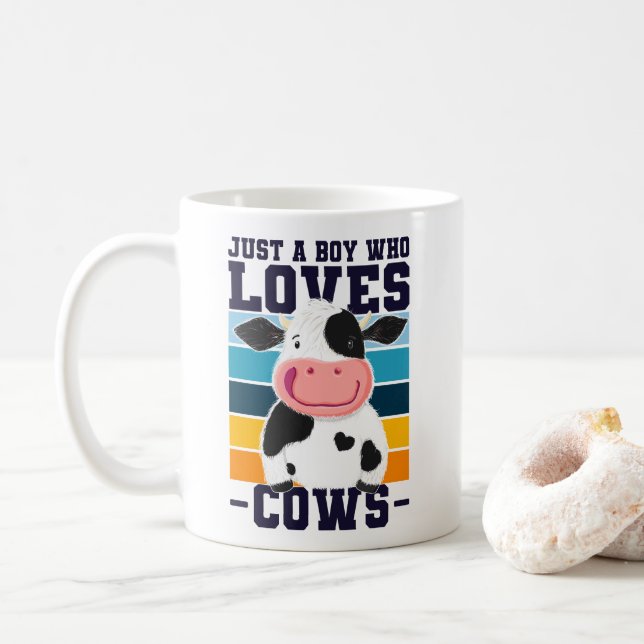 Caneca De Café Apenas Um Menino Que Ama Vacas (Com Donut)