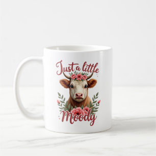 Caneca De Café Apenas um Pouco Mal-Humorado Vintage Floral Vaca H