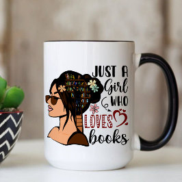 Caneca De Café Apenas uma garota, Livro Sobre Livros Florais Lend