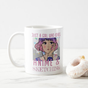 Caneca De Café Apenas uma garota que ama animação e esboço