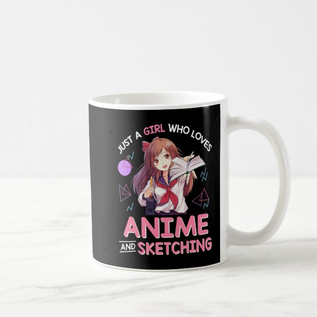 Caneca De Café Apenas uma garota que ama anime e esboça 8 (Direita)