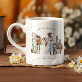 Caneca De Café Apenas uma garota que ama cavalos | Monograma