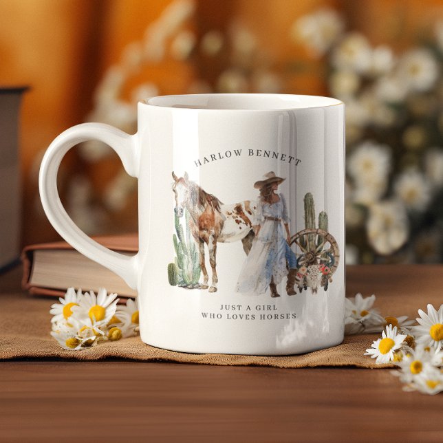 Caneca De Café Apenas uma garota que ama cavalos | Monograma (Criador carregado)