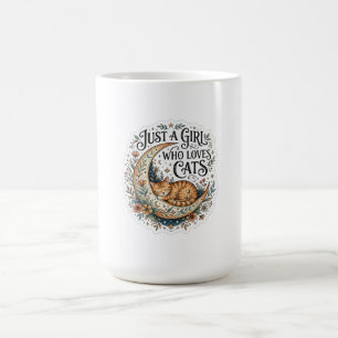 Caneca De Café Apenas uma Garota que Ama Gatos Floral Crescente