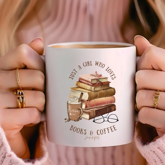 Caneca De Café Apenas uma garota que ama livros e café personaliz (Criador carregado)