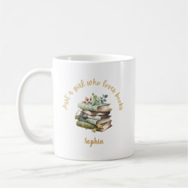 Caneca De Café Apenas uma Garota que Ama Livros Nome Personalizad
