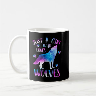 Caneca De Café Apenas uma Garota que Ama Lobos Aquarela Lobo Fofo