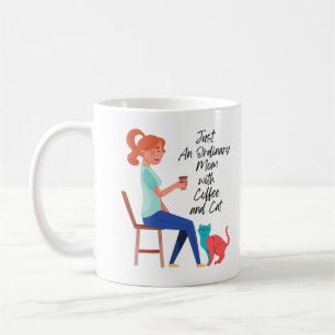 Caneca De Café Apenas uma mãe comum com café e gato