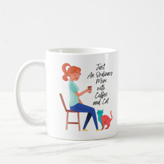 Caneca De Café Apenas uma mãe comum com café e gato
