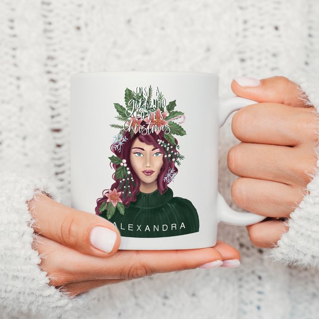 Caneca De Café Apenas Uma Menina Que Adora A Bela De Natal (Criador carregado)