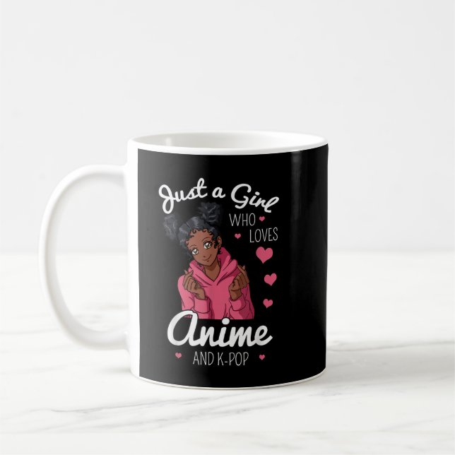 Caneca De Café Apenas Uma Menina Que Ama Anime E Amer Africano-Po (Esquerda)