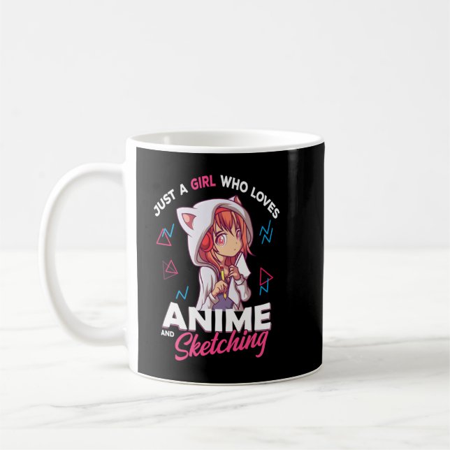 Caneca De Café Apenas Uma Menina Que Ama Anime E Esboça Otaku An (Esquerda)