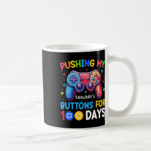 Caneca De Café Apertando o botão do meu professor por 100 dias de