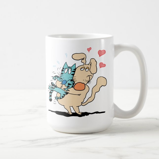 Caneca De Café Aperto do cão e gato (Direita)