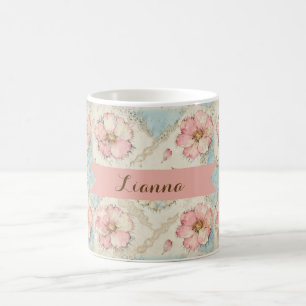 Caneca De Café Aplicação Floral em Patchwork