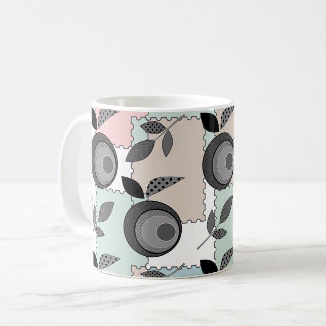 Caneca De Café Aplicação geométrica de retalhos de frutas de maçã (Frente Esquerda)