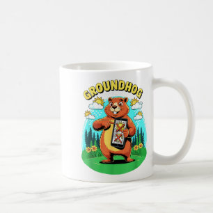 Caneca De Café Aplicativo de Clima do Groundhog Previsão Divertid