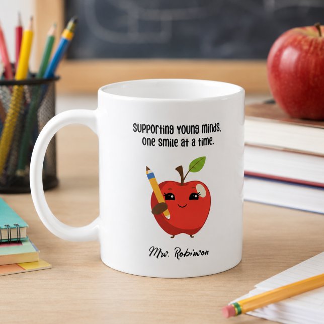 Caneca De Café Apoiando Sorrisos de Mentes Jovens Auxiliar de Pro (Criador carregado)