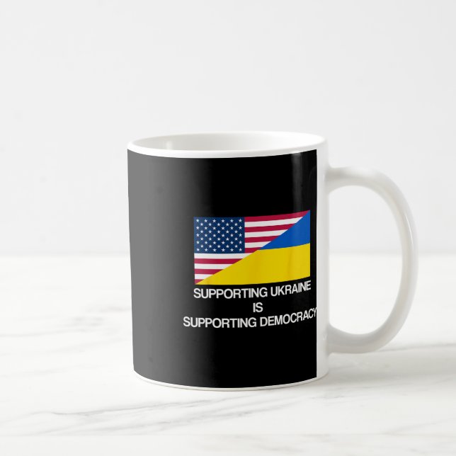 Caneca De Café Apoiar a Ucrânia é Apoiar a Democracia  (Direita)