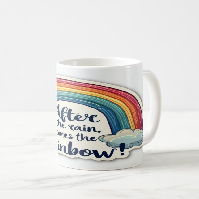 Caneca De Café Após o Arco-Íris chover - Inspiração Esperançosa (Frente Esquerda)