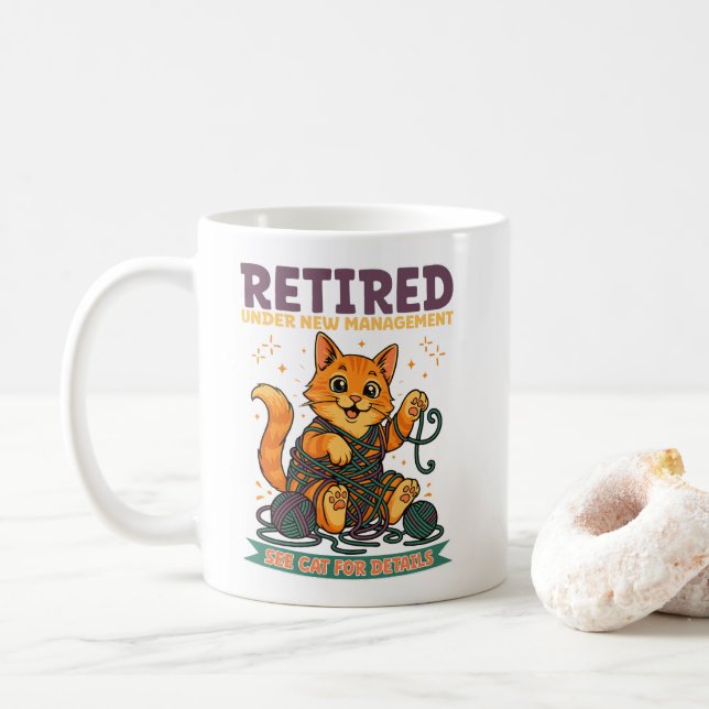 Caneca De Café Aposentado Sob Nova Administração Consulte o Gato  (Com Donut)