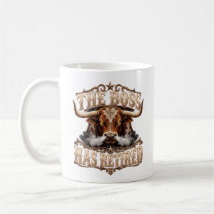Caneca De Café Aposentadoria Engraçada do Chefe Vintage Western L