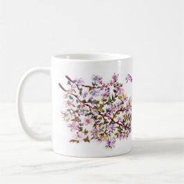 Caneca De Café Apple alegre floresce pintura acrílica das flores