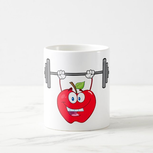 Caneca De Café Apple Levantando Pesos Malhação Caráter Fruta (Criador carregado)