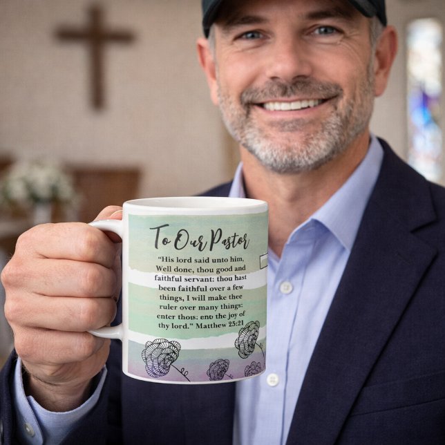 Caneca De Café Apreciação ao Pastor Mateus 25:21 (Criador carregado)