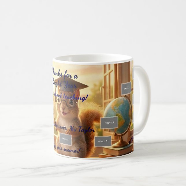Caneca De Café Apreciamento do Professor Esquilo Ensolarado no Fi (Frente Esquerda)