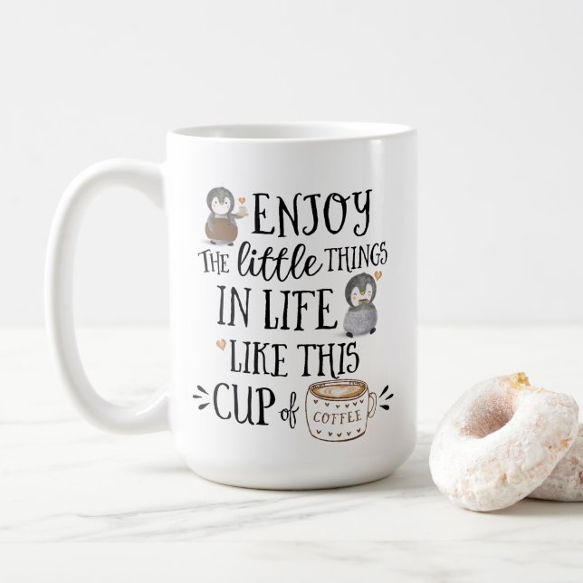 Caneca De Café Apreciem as Pequenas Coisas da Vida Como (Com Donut)