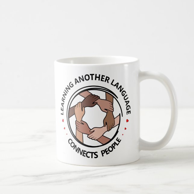 Caneca De Café Aprendendo Outro Idioma Conecta Pessoas (Direita)