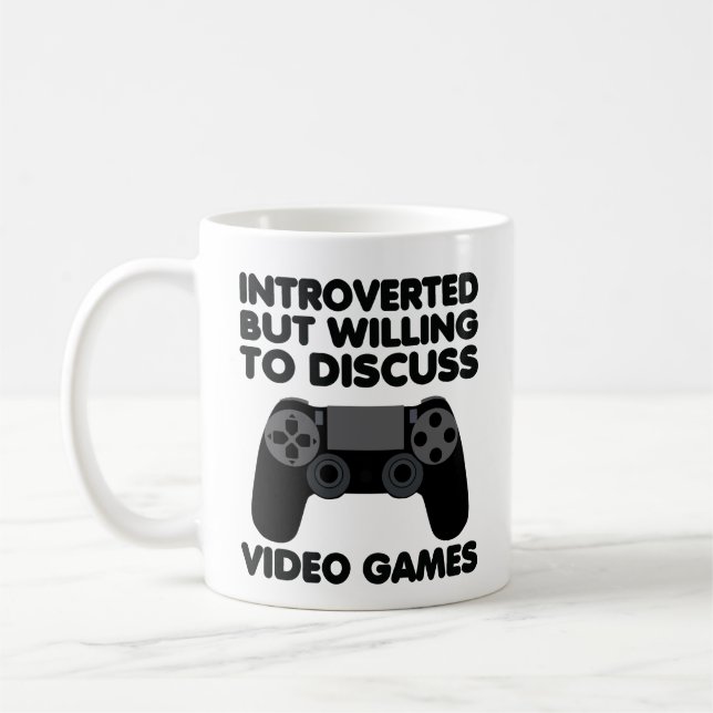 Caneca De Café Apresentado, Mas Disposto A Discutir Videos games (Esquerda)