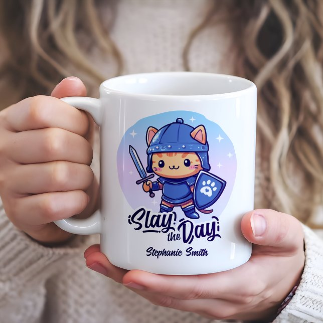 Caneca De Café Apresente o dia (Start your mornings with a sip of courage and cuteness ☕🐾 )