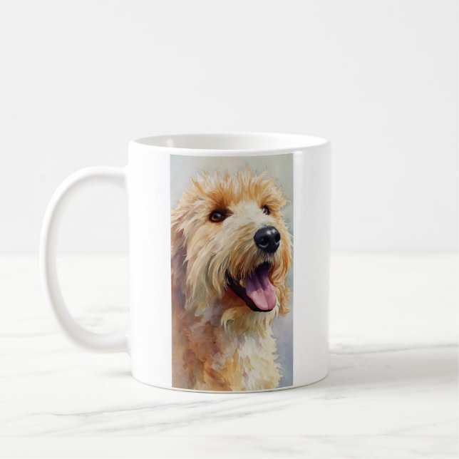 Caneca De Café Apricot golden doodle watercolor (Esquerda)