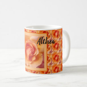 Caneca De Café Apricot Peach Rosa Flower Close (Fechar foto)