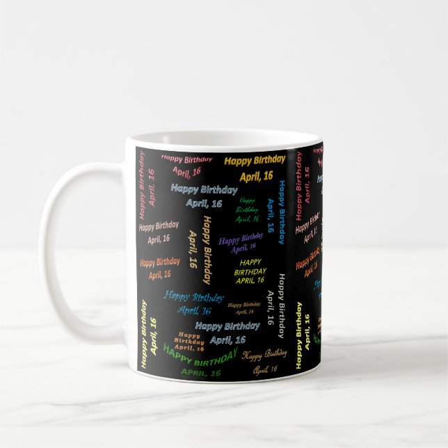 Caneca De Café April, 16 Birthday Mug (Esquerda)