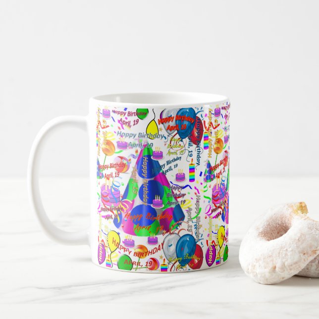 Caneca De Café April, 19 Birthday Mug (Com Donut)