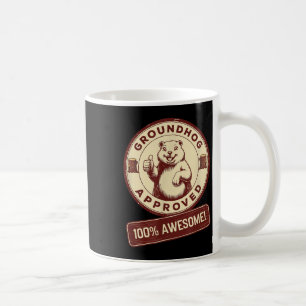 Caneca De Café Aprovado pelo Groundhog 100% Incrível Engraçado Vi