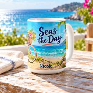 Caneca De Café Aproveite o Dia Beach Cruiser & Oceano Turquesa