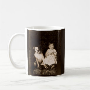 Caneca De Café aproximadamente 1910 pitbull e bebê RPPC