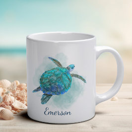 Caneca De Café Aqua Azul Aqua Azul-Turtle do Mar Personalizado