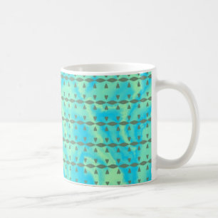 Caneca De Café Aqua azul e linha de coração design do limão