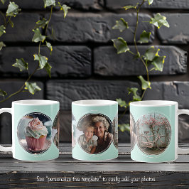 Caneca De Café Aqua C112 - Colagem de fotos circulares modelo 3