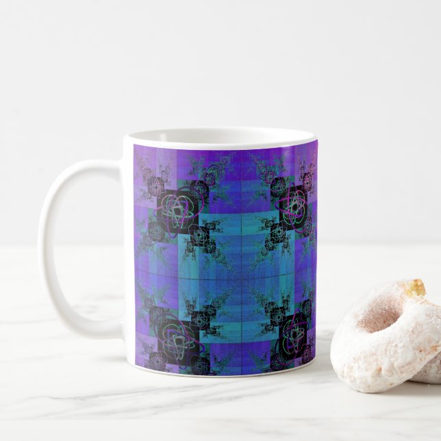 Caneca De Café Aqua e Lilac Fractal Joy Coffee Mug (Com Donut)