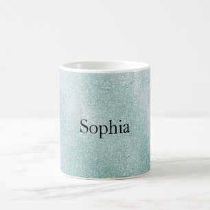Caneca De Café Aqua Glitter Ombre Natal