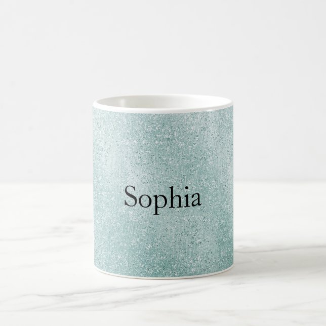 Caneca De Café Aqua Glitter Ombre Natal (Centro)